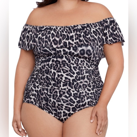 Swim Solutions | Slimming Plus Size Cheetah Print Swimsuit | One-piece | 22W - Picture 1 of 5